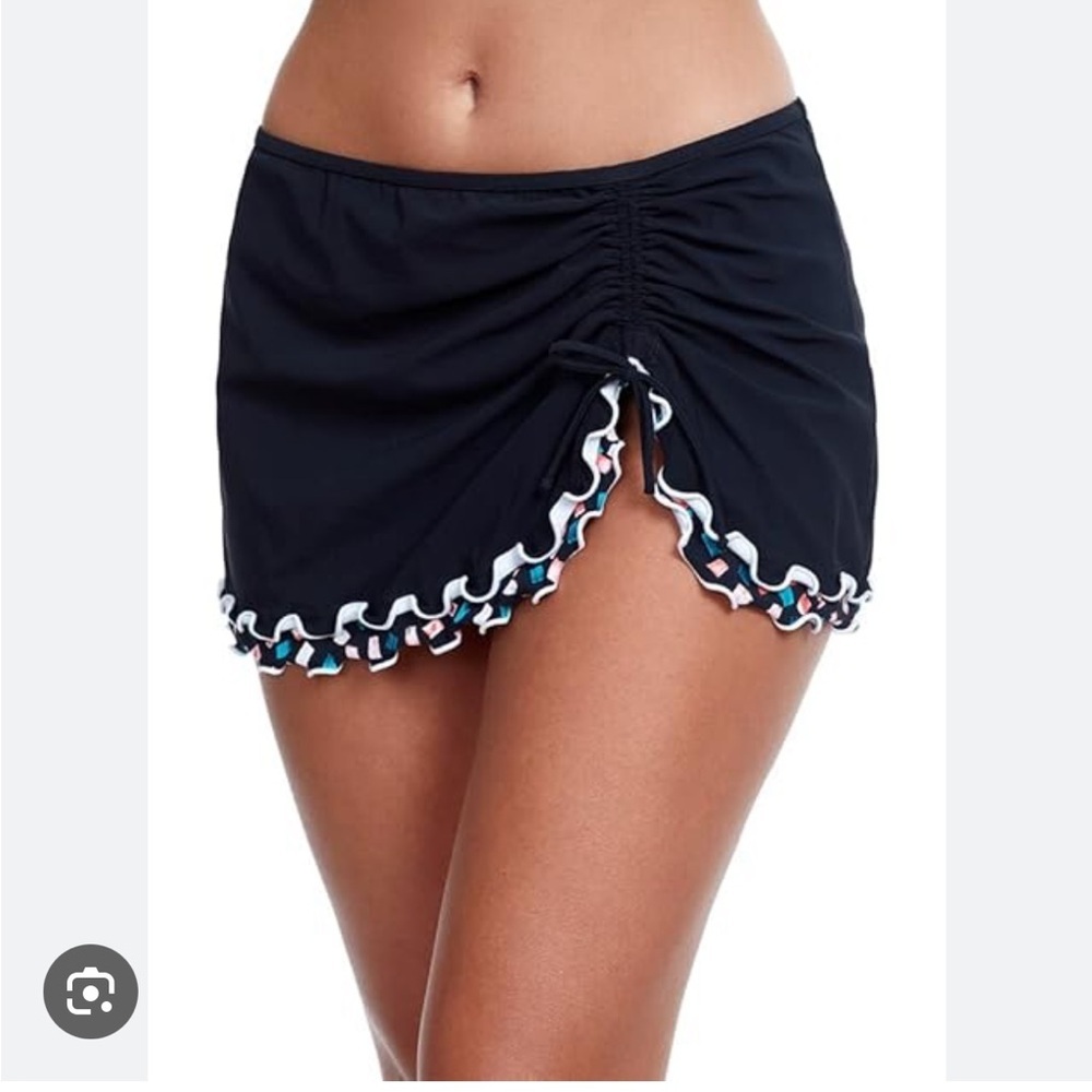 Gottex Black Swim Skirt with Ruffle Trim Size 14